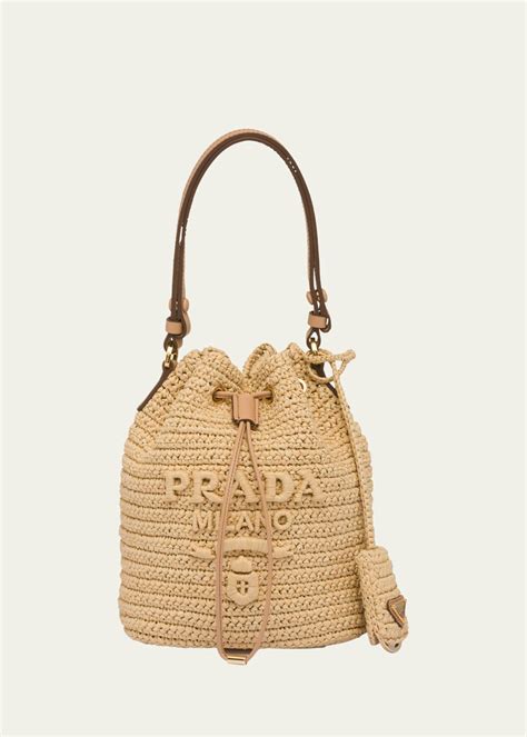 prada raffia bucket bags